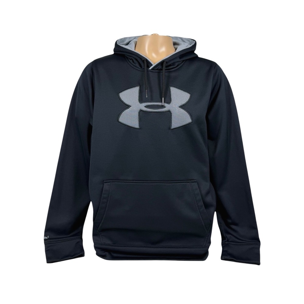 Under Armour Storm1 ColdGear Men's Large Black Hoodie‎ Loose Fit Pullover Logo